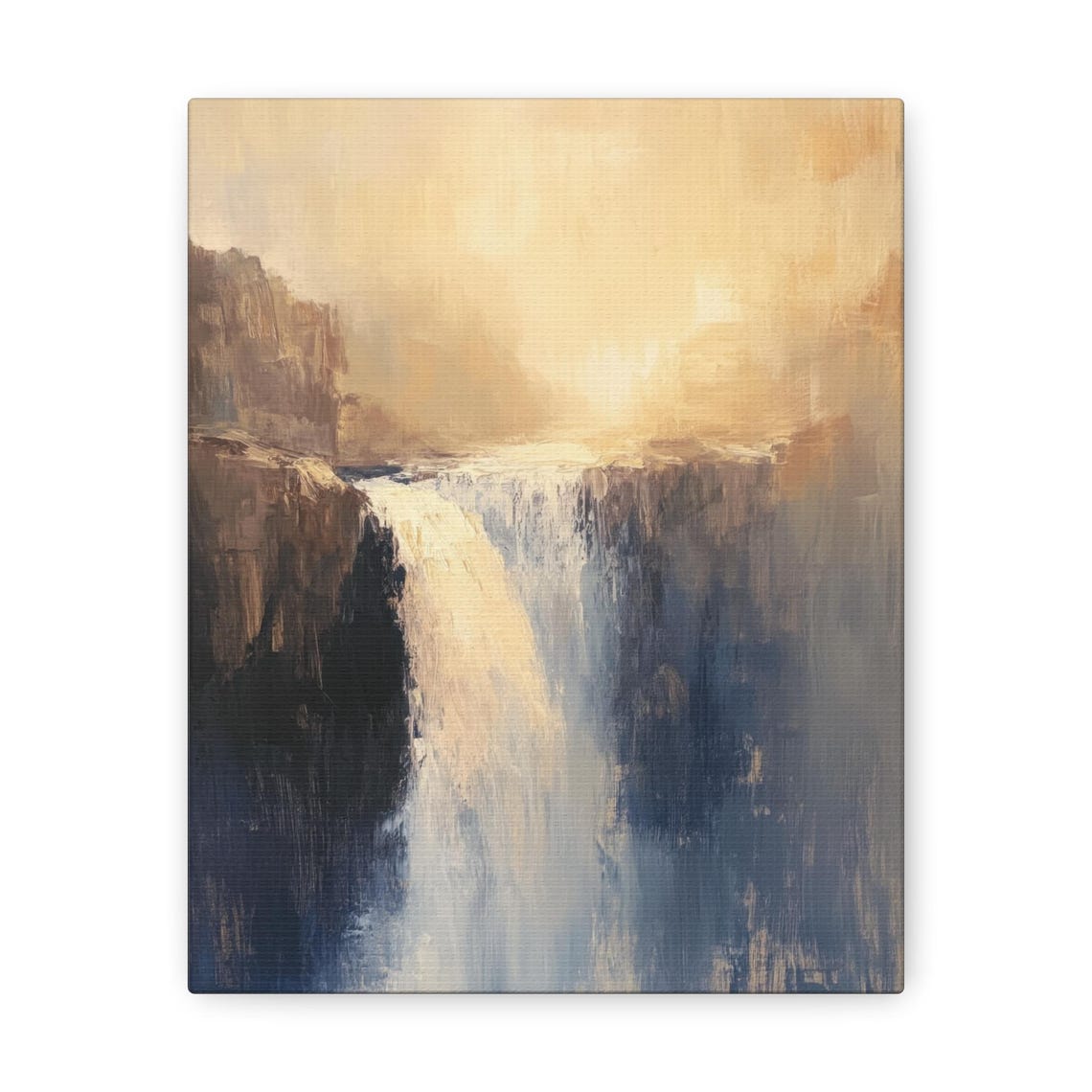 Abstract Waterfall Beige Blue Painterly Modern Minimalist Art Poster - Image 3