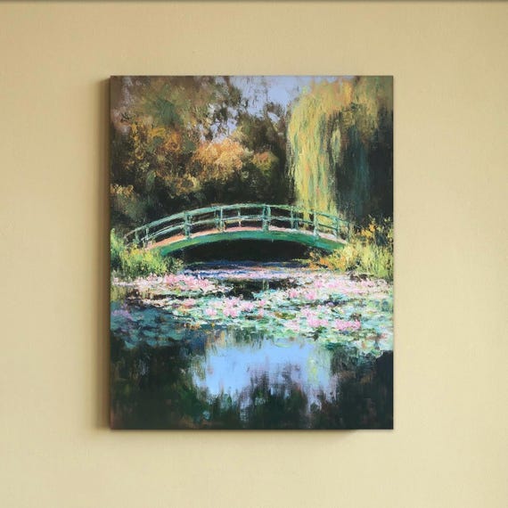 Inspired By Claude Monets The Japanese Bridge From The Water Lilies Series Wall Art Print Farmhouse Decor Cottage Core Wall Art