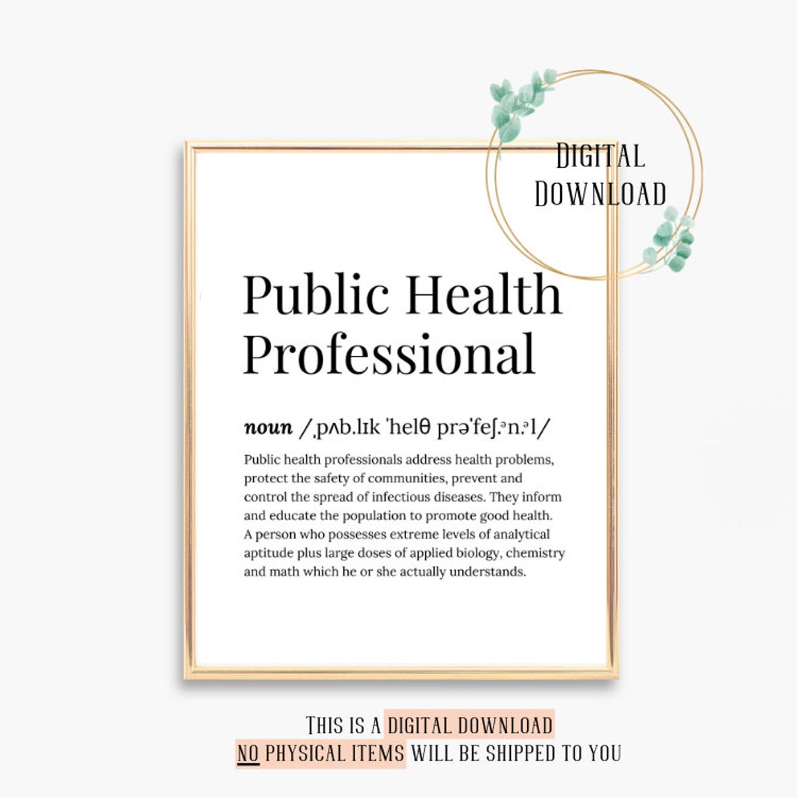 Public Health Professional Definition Serif Dictionary Wall Poster - Image 2