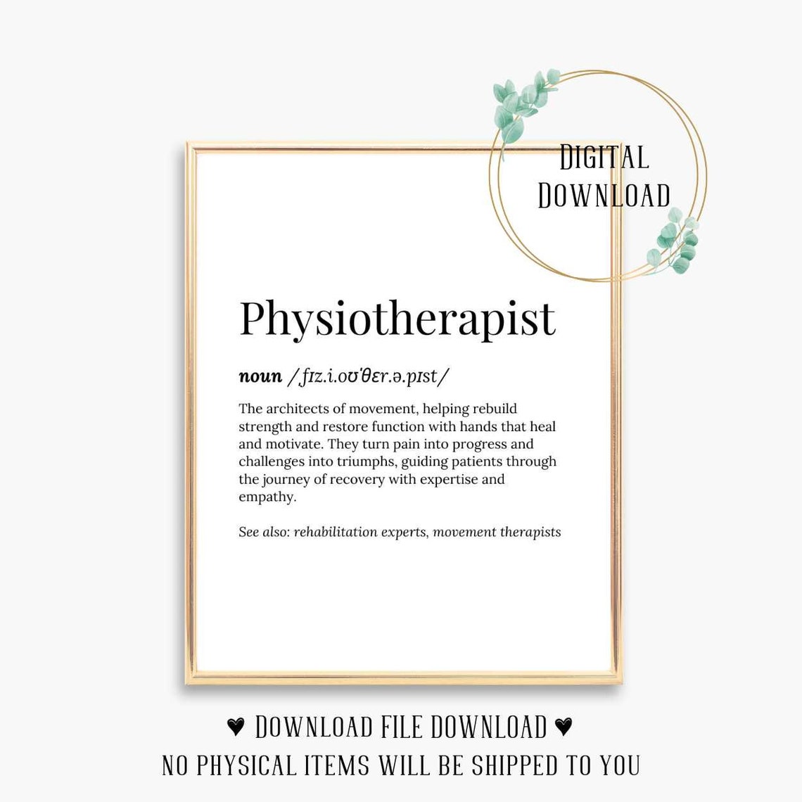 Physiotherapist Definition Dictionary Typography Style Poster - Image 3