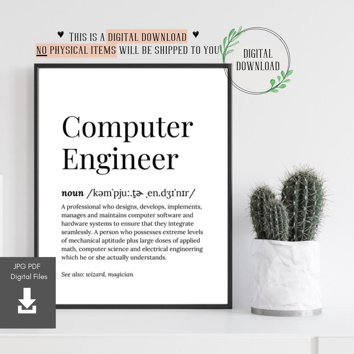 Computer Engineer Funny Dictionary Definition Graduation Gift Poster