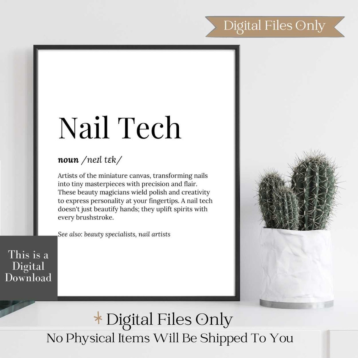 Nail Tech Definition Dictionary Typography Salon Style Poster - Image 3