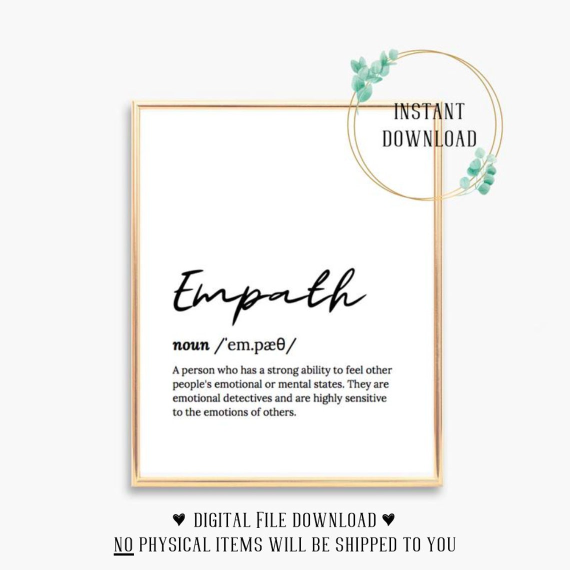 Empath Definition Dictionary Meaning Script Typography Wall Poster