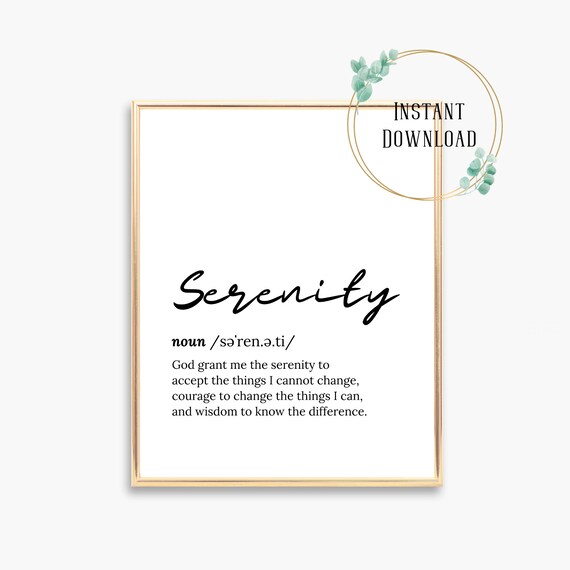 Serenity Prayer Definition Script Typography Inspirational Poster