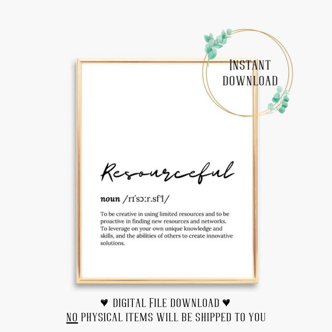 Resourceful Definition Meaning Dictionary Script Typography Wall Poster