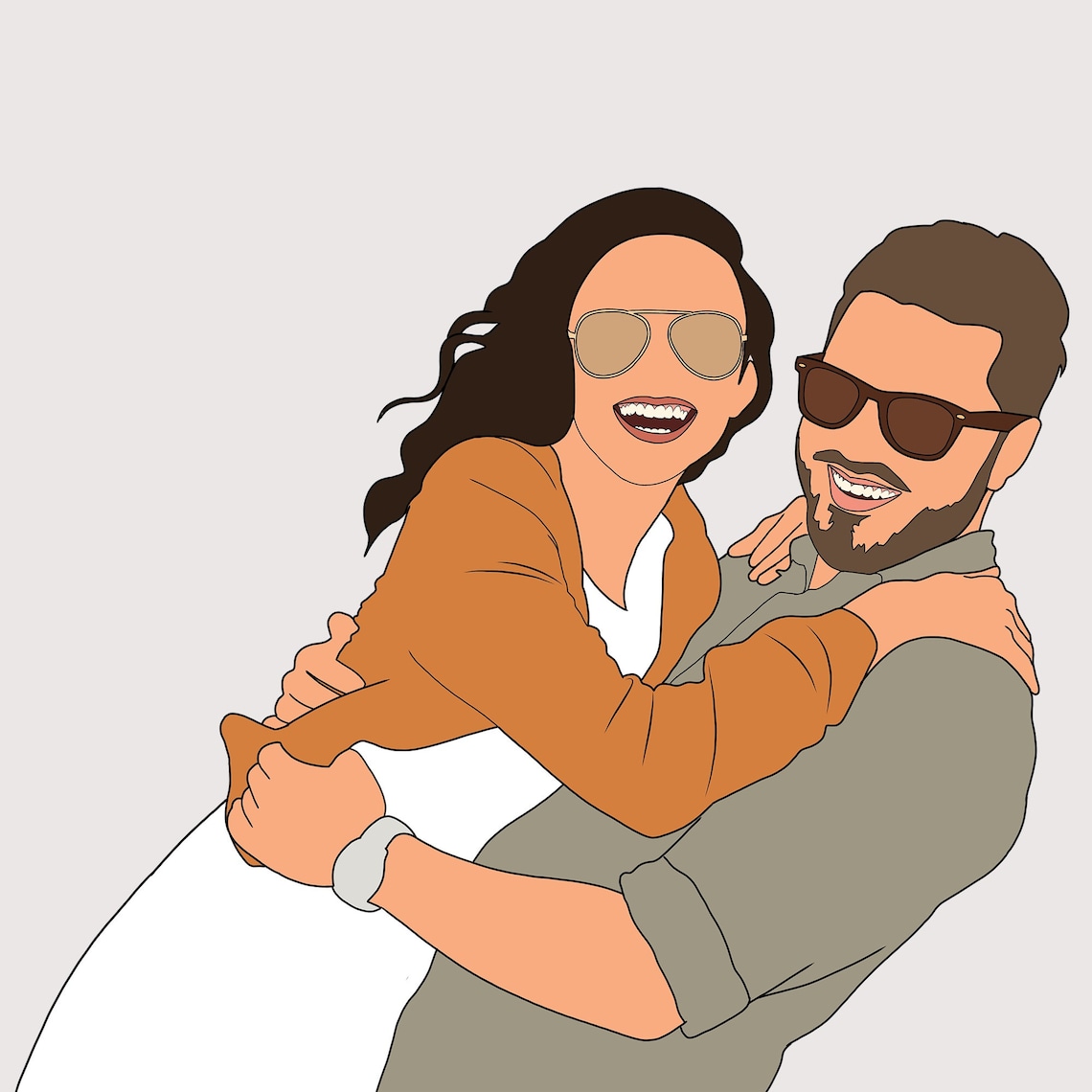 Romantic Minimal Lift and Kiss Couple on Beige Circle Poster - Image 3