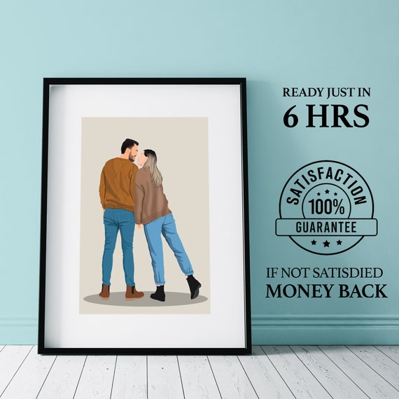 Minimalist Custom Portrait Handmade Summer Gift Personalized Wall Art Gift Idea For Birthday Or Anniversary