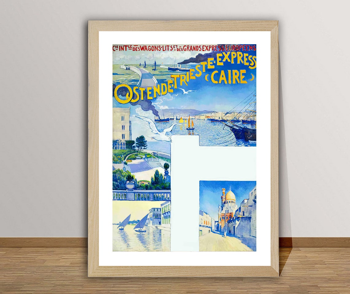 Ostende Trieste Express Cairo Wagons Lits Railway Route Poster