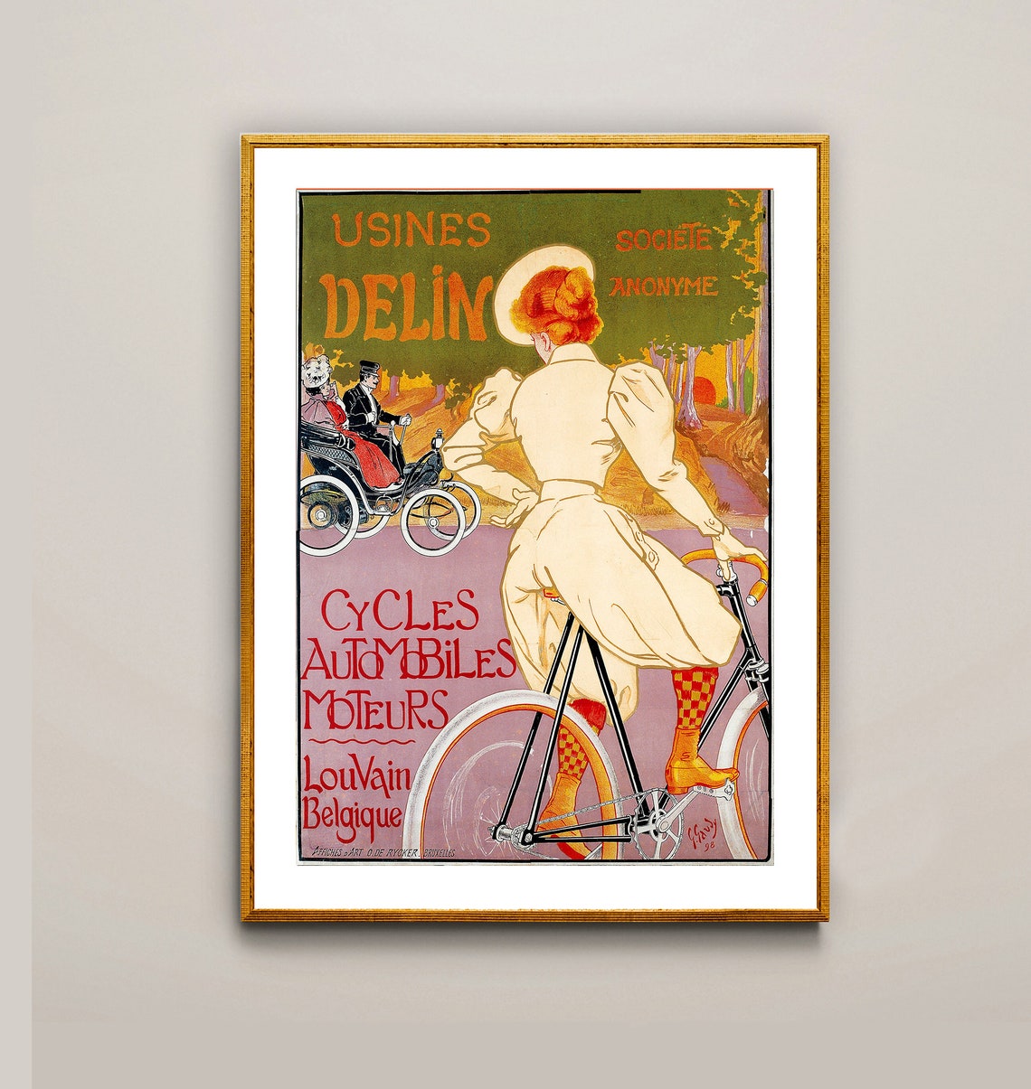 Usines Delin Cycles Automobiles Moteurs Vintage Bicycle Poster Retro Cycle Advert Sport Poster Cycling Poster Wall Decor - Image 2