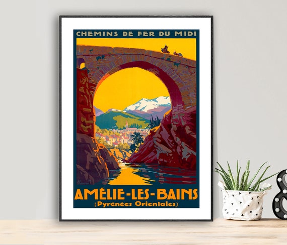 Amelie Les Bains Pyrenees Orientales Travel Poster Poster Paper Or Print Gift Idea Wall Decor