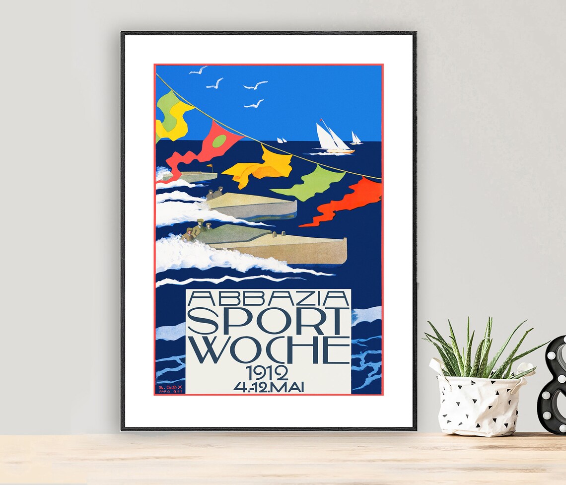 Abbazia Sport Woche 1912 Vintage Poster Regatta Adriatic Art