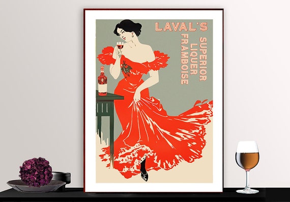 Lavals Superior Liqeur Framboise Vintage Fooddrink Poster Poster Paper Or Print Gift Idea Wall Decor