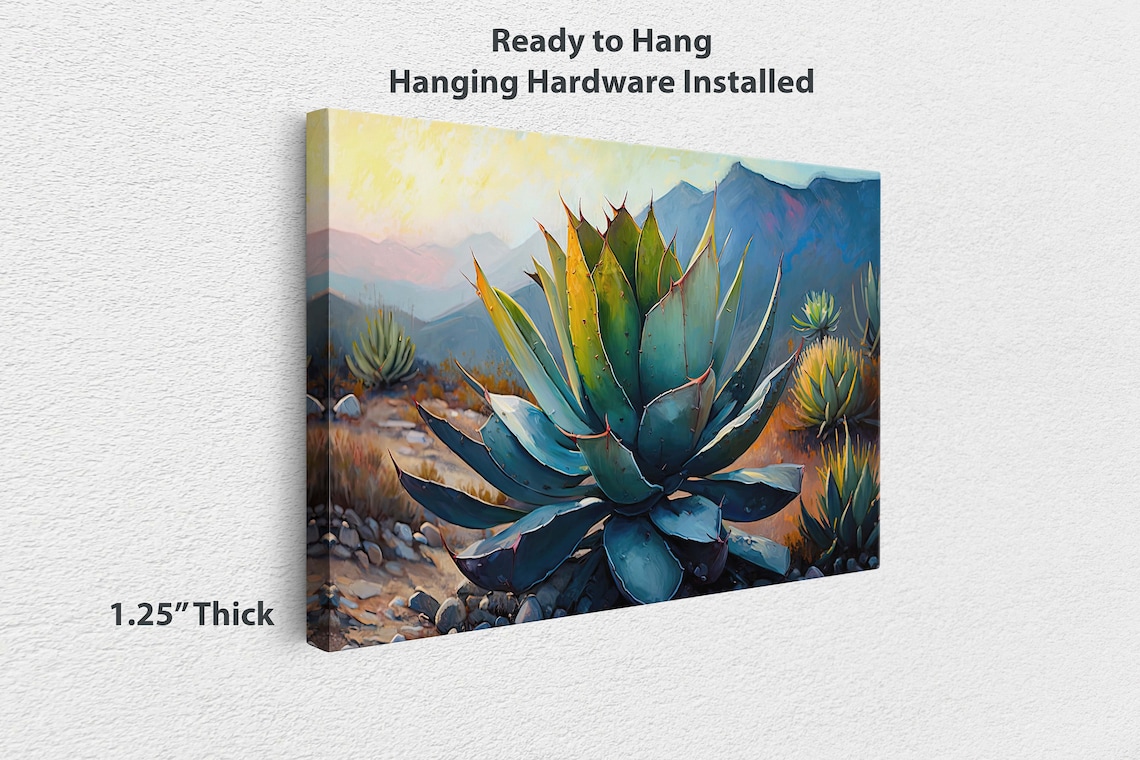 Agave Desert Landscape, Oil-Painting-Style Art Print - Image 3