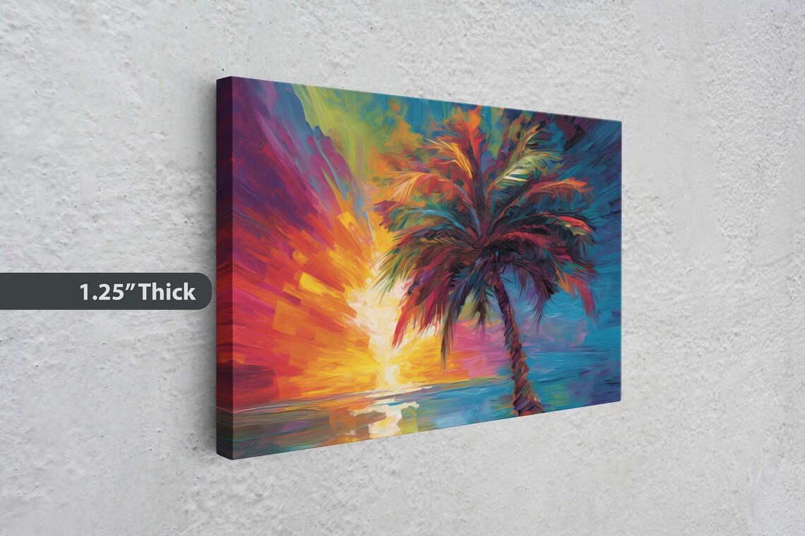Modern Palm Tree Ocean Art Print, Mid-Century Abstract - Image 3