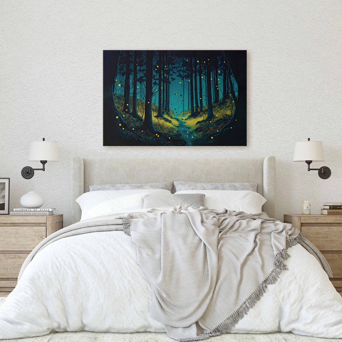 Firefly Forest Art Ready To Hang Large Print Oil Painting Ethereal Colorful Mysterious - Image 2