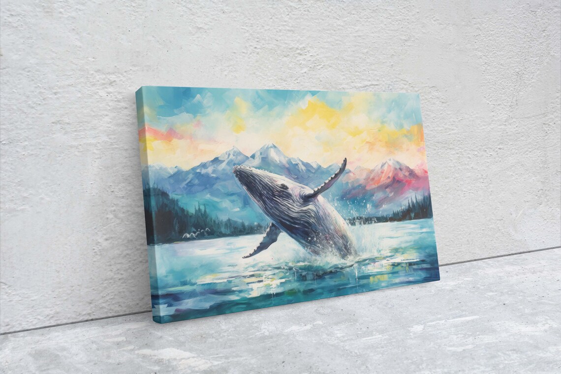 Humpback Whale Watercolor Sea Life Ocean View Art Print - Image 2