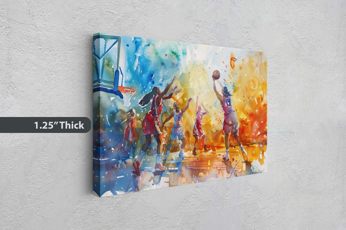 Womens Basketball Girls Basketball Colorful Sports Woman Sports Large Art Print Framed Girls Room Kids Room Athlete - Image 3