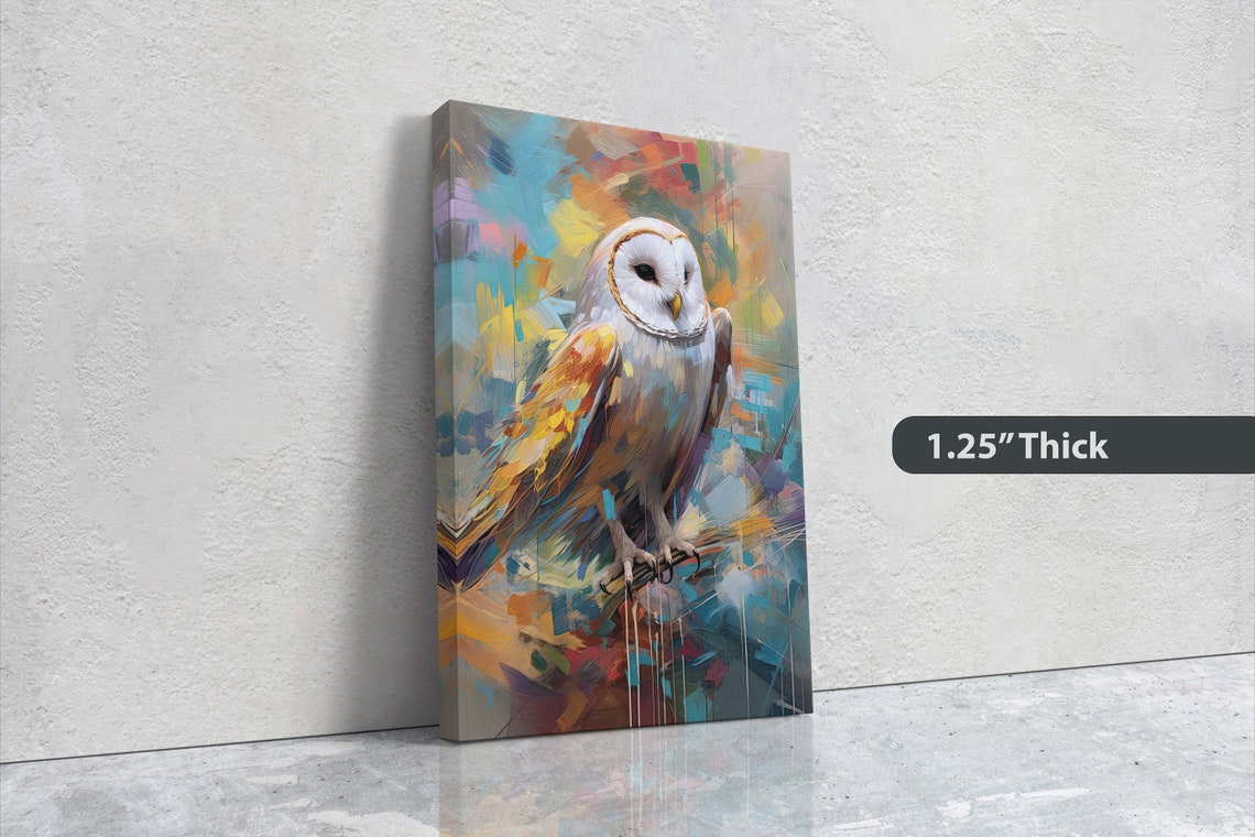 Colorful Abstract Barn Owl Portrait Vibrant Modern Bird Art Poster - Image 3