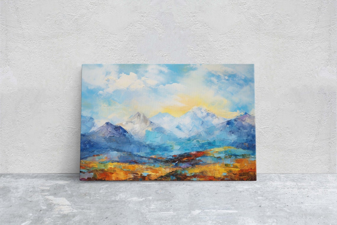 Abstract Mountains Impressionist Art Mountain Landscape Scenic Decor Painting Print Framed Large Art Print - Image 3