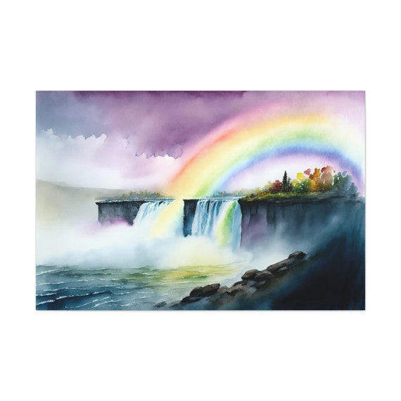 Watercolor Rainbow Waterfall Art Print