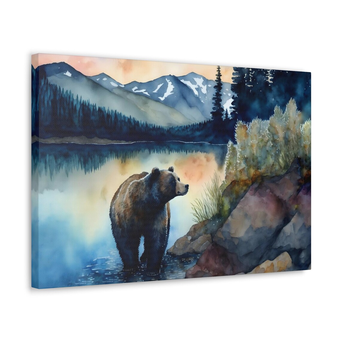 Bear In The Mountains Watercolor Art Print - Image 3