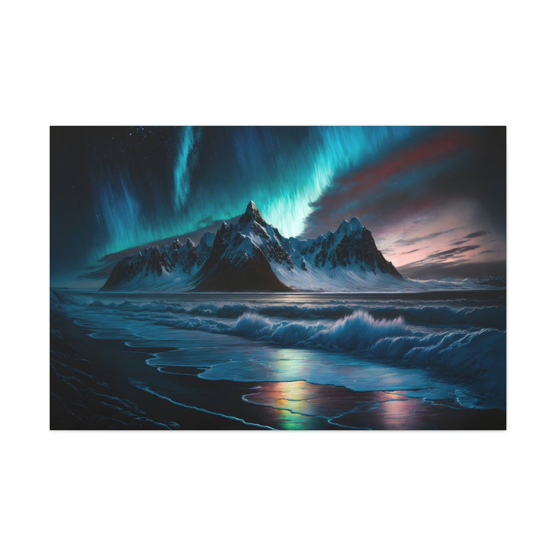 Iceland Aurora Borealis Landscape Art