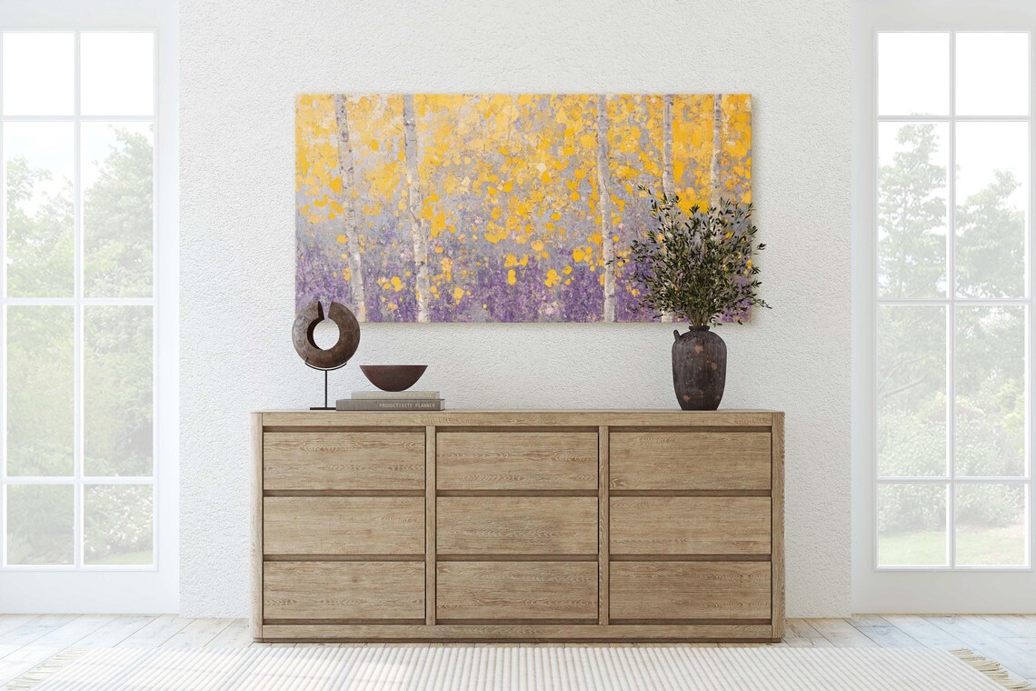 Impressionist Fall Aspen Trees, Abstract Art Print - Image 2
