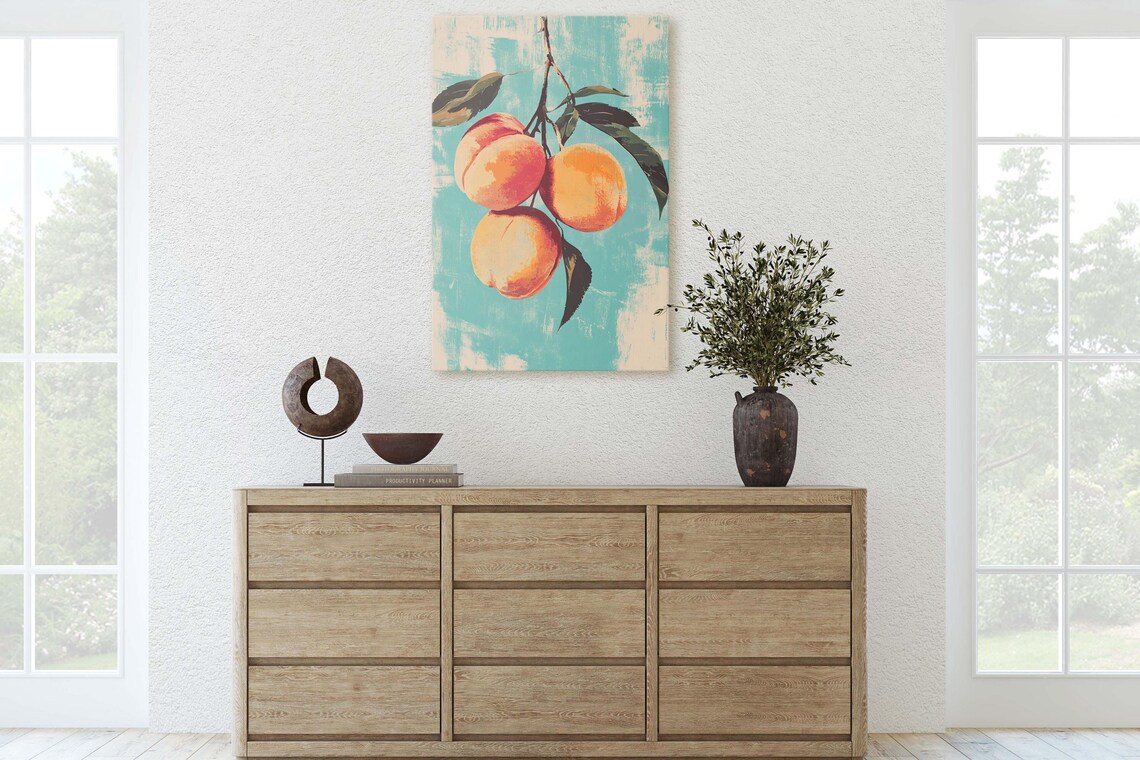 Peaches Vintage Art Food Decor Fruit Art Dining Room Decor - Image 3