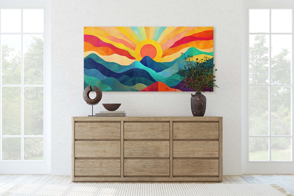 Sunshine Mountain Sunset Art Print, Mid-Century Modern - Image 2