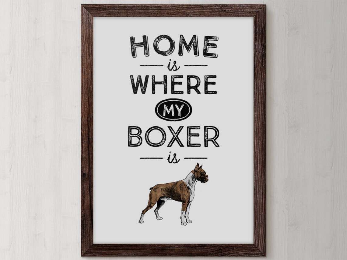 Boxer Dog Illustration Art Print, Dog Owner Gift