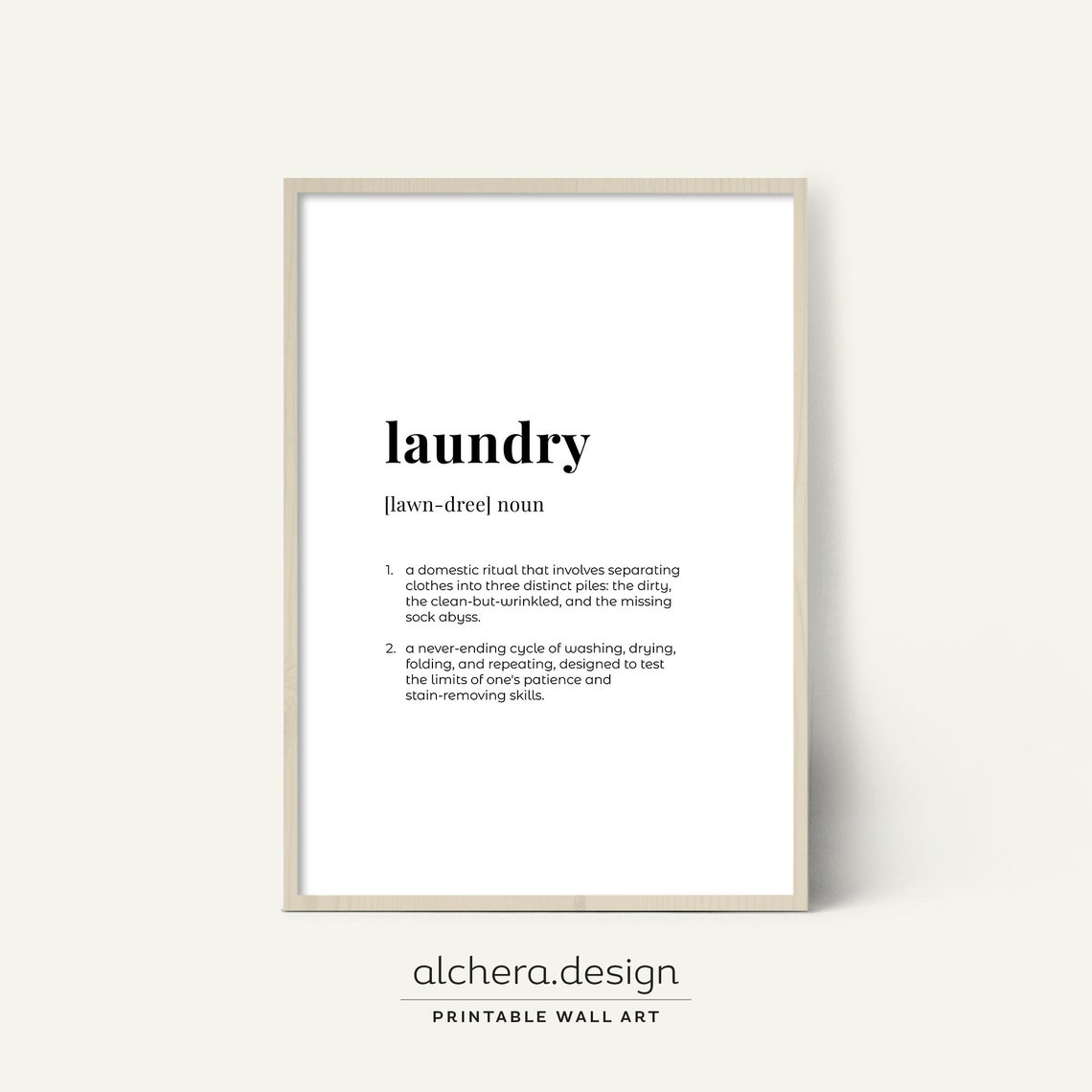 Laundry Definition Funny Minimalist Dictionary Noun Black White Poster