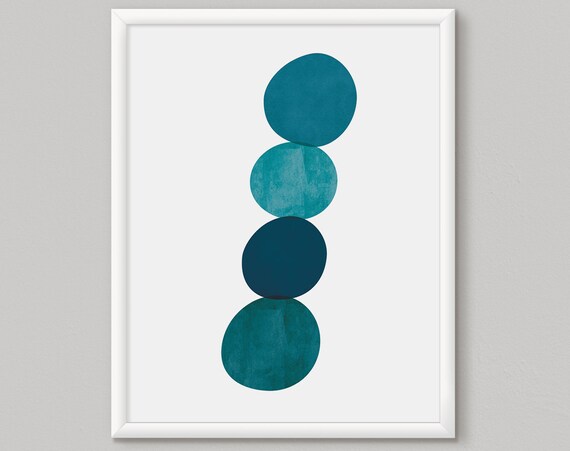 Blue Abstract Art Blue Wall Art Blue Abstract Art Print Home Decor Wall Art Scandinavian Art Geometric Art Living Room Wall Art Teal