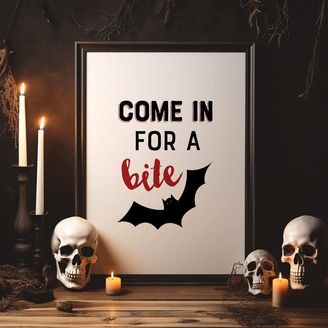 Come in for a Bite Halloween Bat Funny Vampire Party Art Poster - Image 2