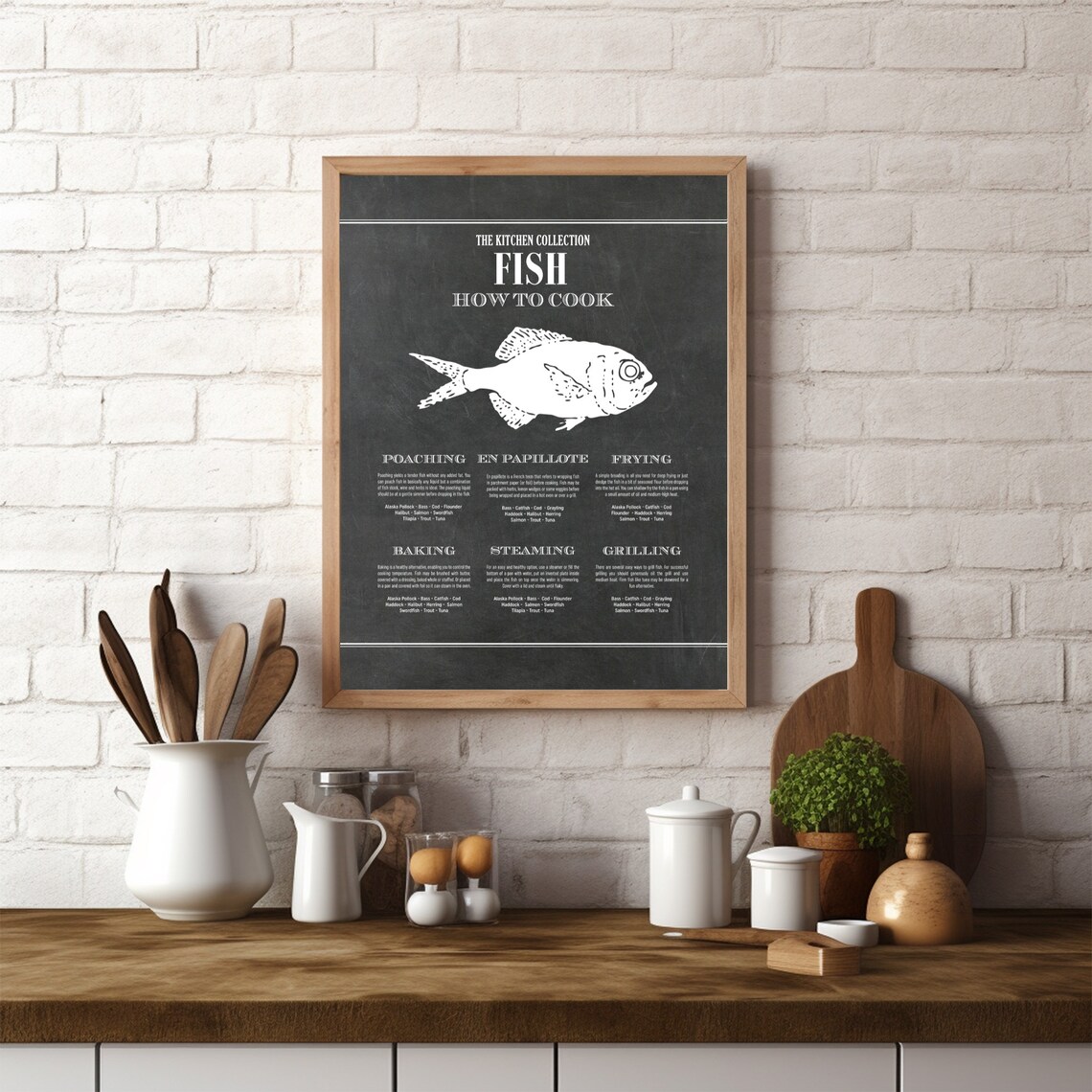 Fish Diagram Chalk Art Print, Ocean & Beach Decor - Image 2