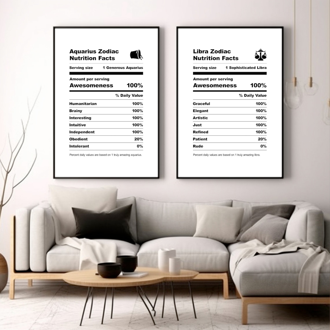 Taurus Zodiac Nutrition Facts Funny Astrology Gift Art Poster - Image 2