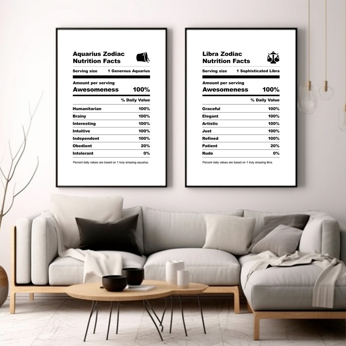 Virgo Zodiac Nutrition Facts Funny Astrology Gift Art Poster - Image 2