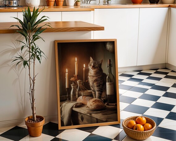 Baroque Cat Candlelight Still Life With Bread Old Masters Art Poster