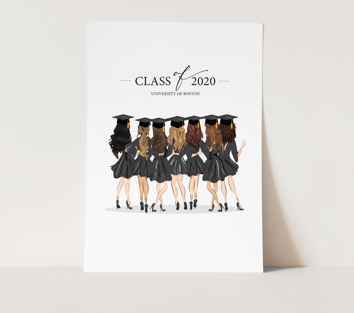 Class of 2020 University of Michigan Five Graduates Art Print - Image 3