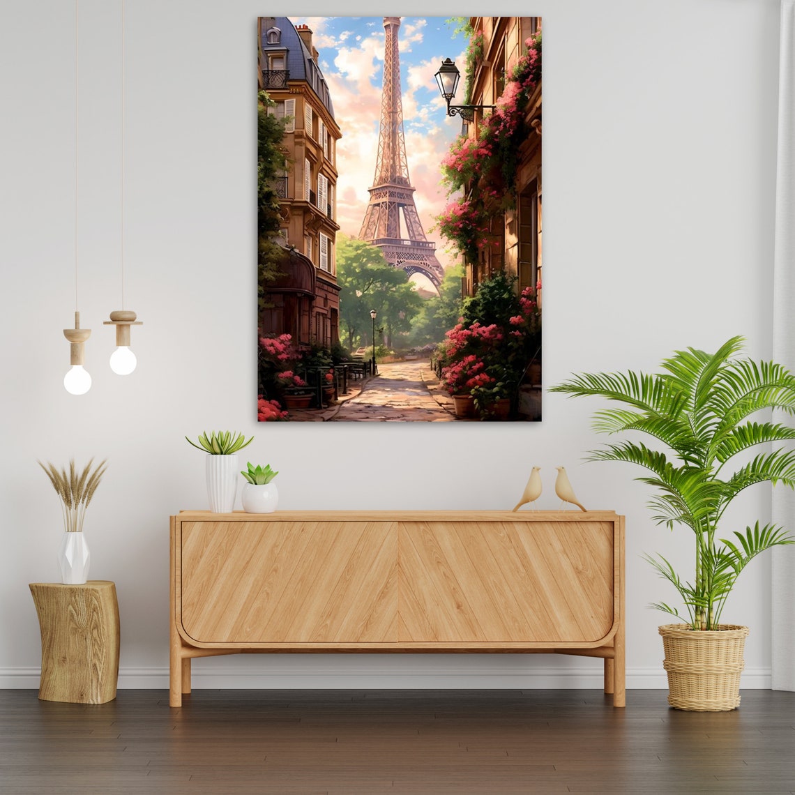 Paris Eiffel Tower Street Haussmann Buildings Flowers Decor Print - Image 3