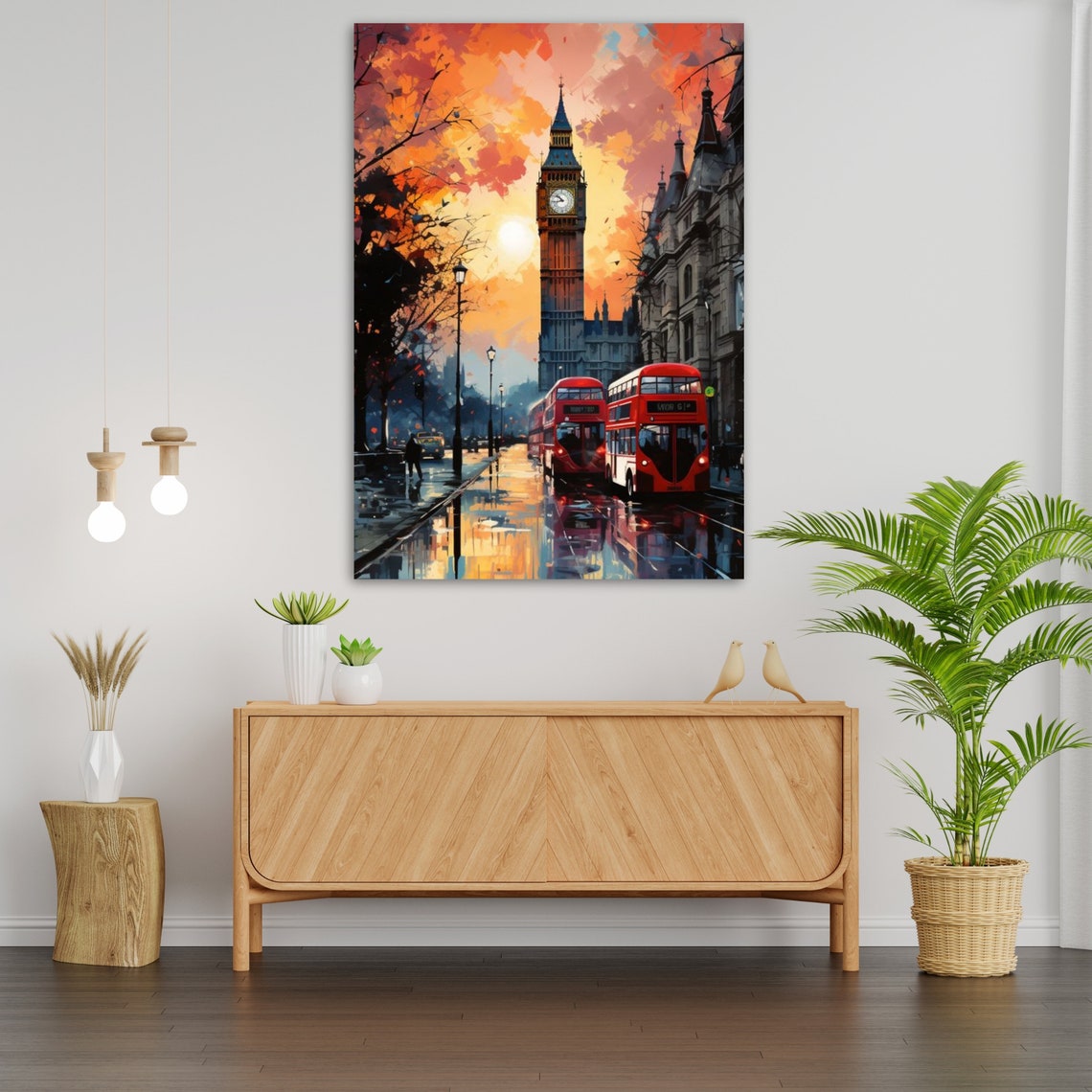 London Big Ben At Sunset With Red Double Decker Buses City Art Poster - Image 3