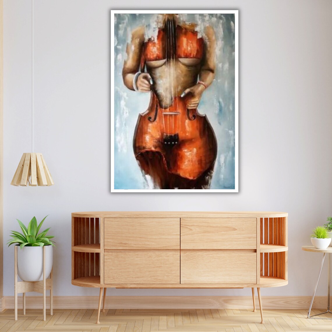Woman Torso Violin Surreal Music Art Orange Body Instrument Painting Art Print - Image 3