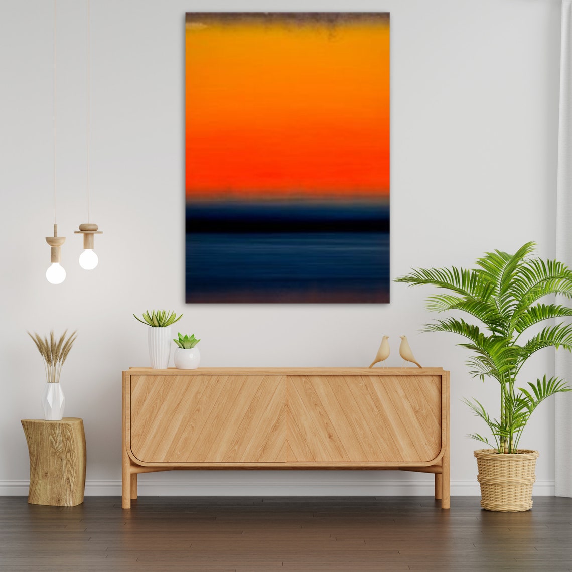 Abstract Orange Crimson Navy Gradient Color Field Modern Art Print - Image 2