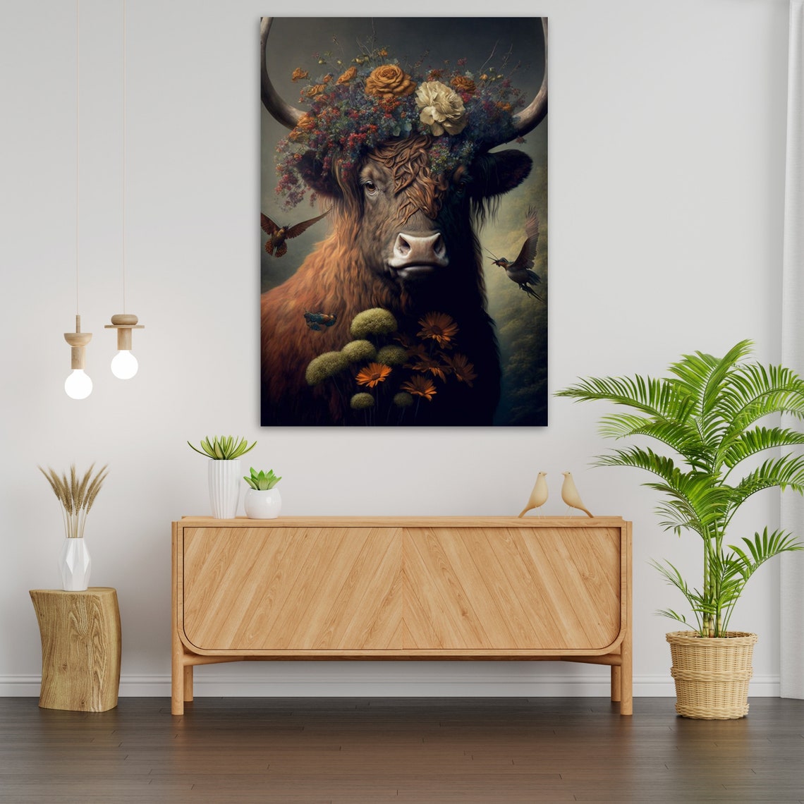 Bull Art Ready To Hang Wall Decor Animal Art Farmhouse Decor - Image 3