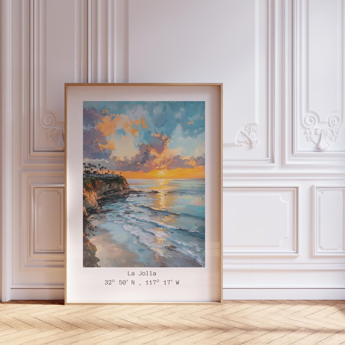 La Jolla Sunset Cove Painting Golden Hour California Ocean Poster