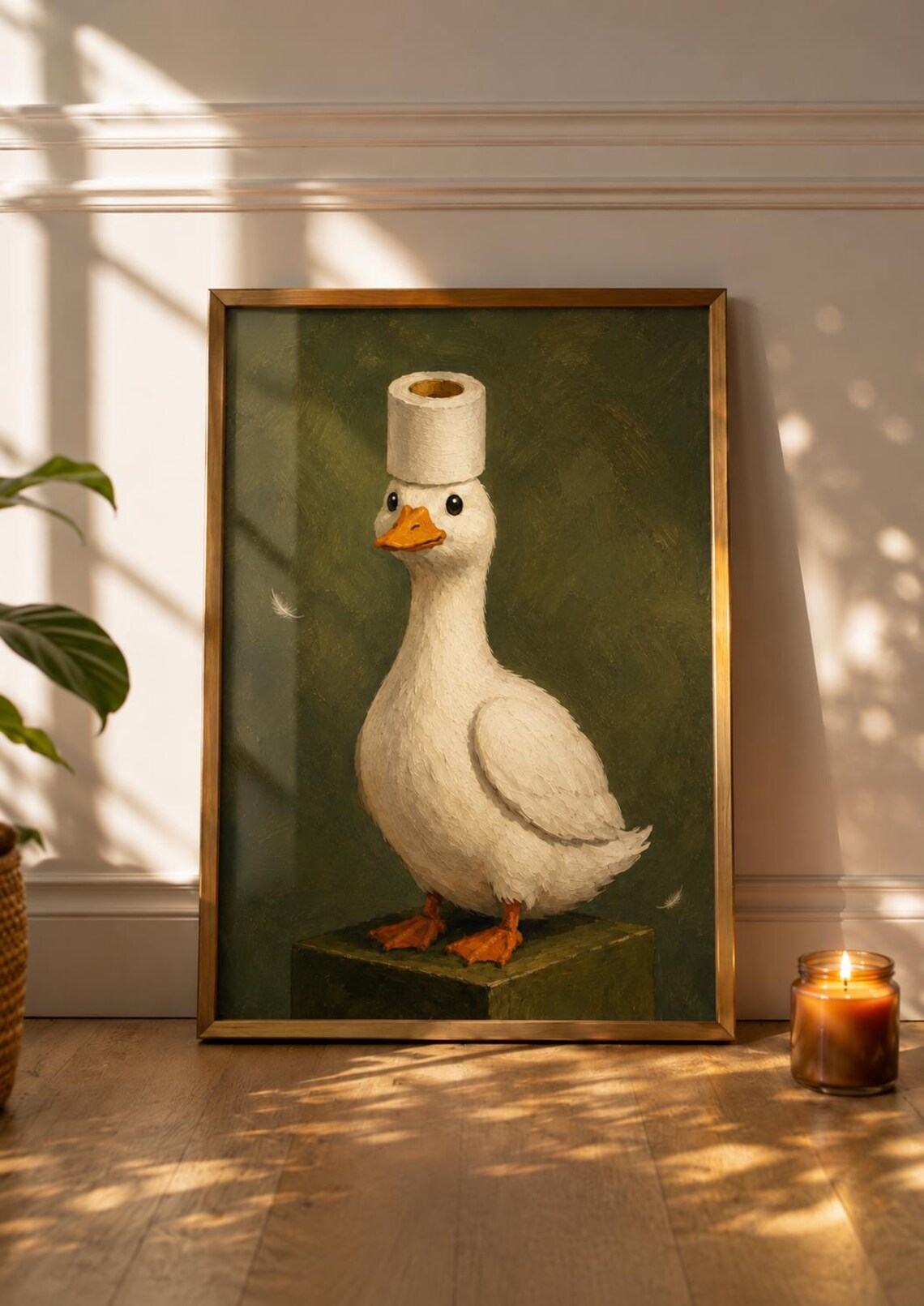 Funny Duck Bathroom Art Vintage Animal Print Quirky Decor