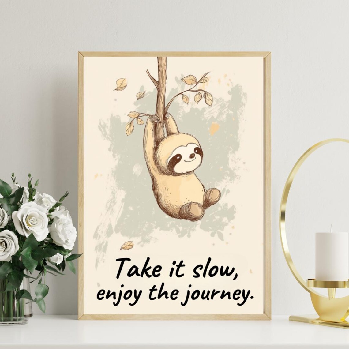 Sloth Take It Slow Enjoy the Journey Poster Mindful Nursery Decor Art