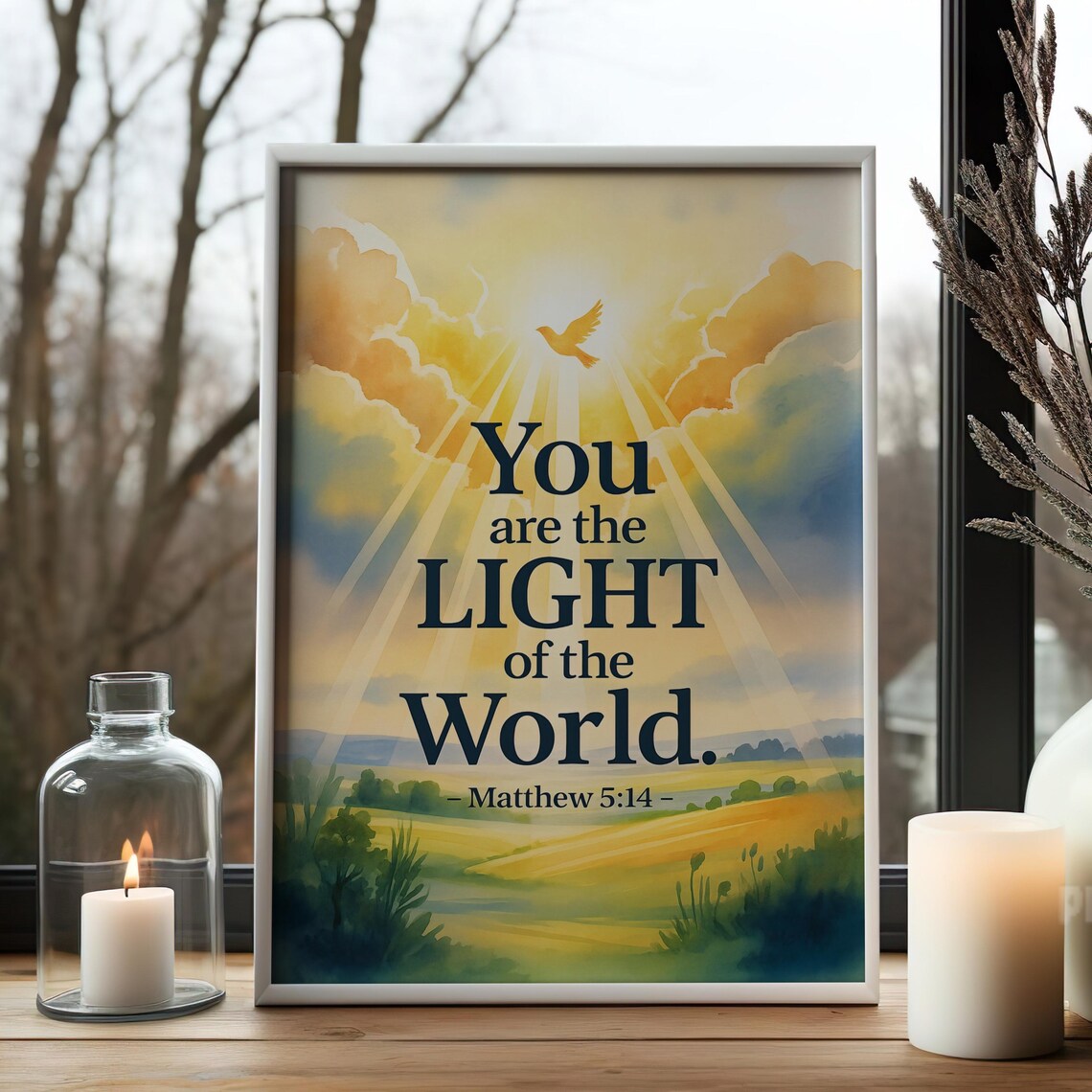 You Are The Light Of The World Matthew 5 14 Sunburst Wall Art Decor