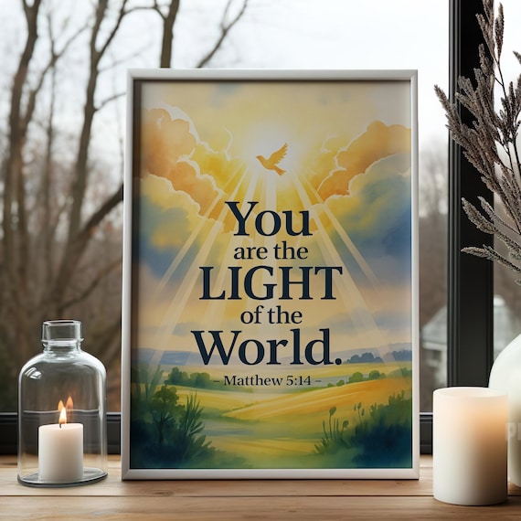 You Are The Light Of The World Matthew 5 14 Sunburst Wall Art Decor