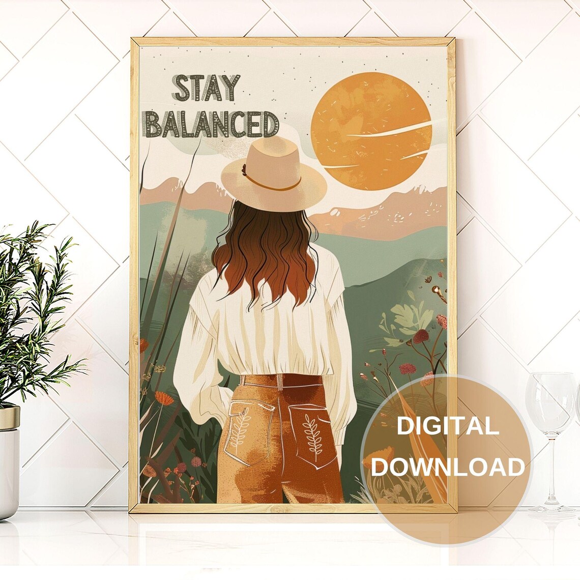 Stay Balanced - Boho Girl, Calm Nature Art Print - Image 4