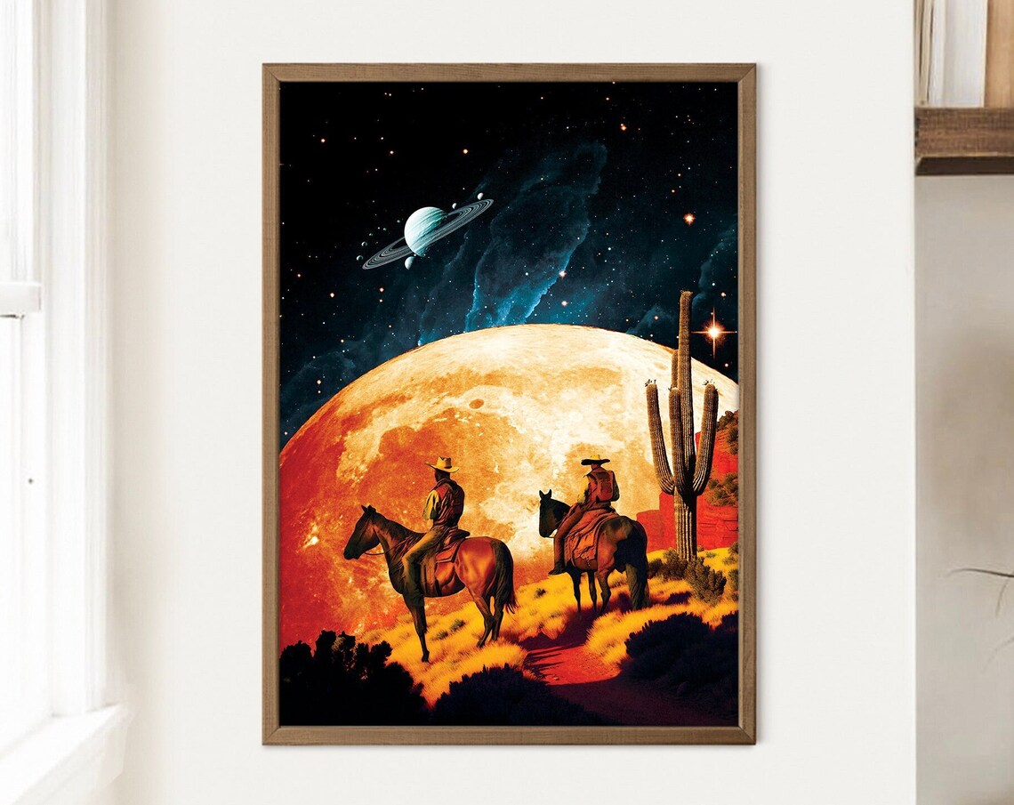 Space Cowboys Vintage Western Art Print